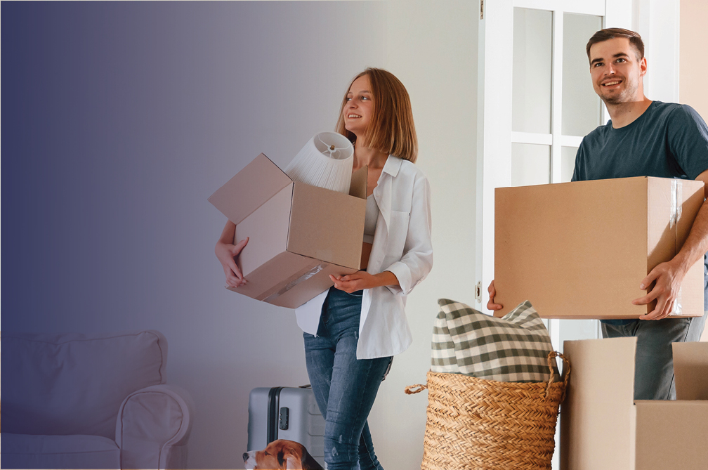 Couple moving into a new home