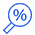 magnifying glass with percentage symbol