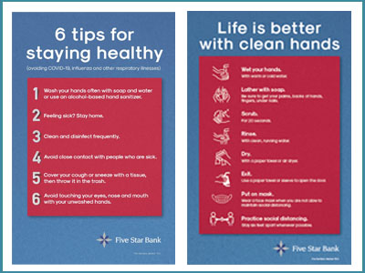 Reopening posters displayed in Five Star Bank branches and offices