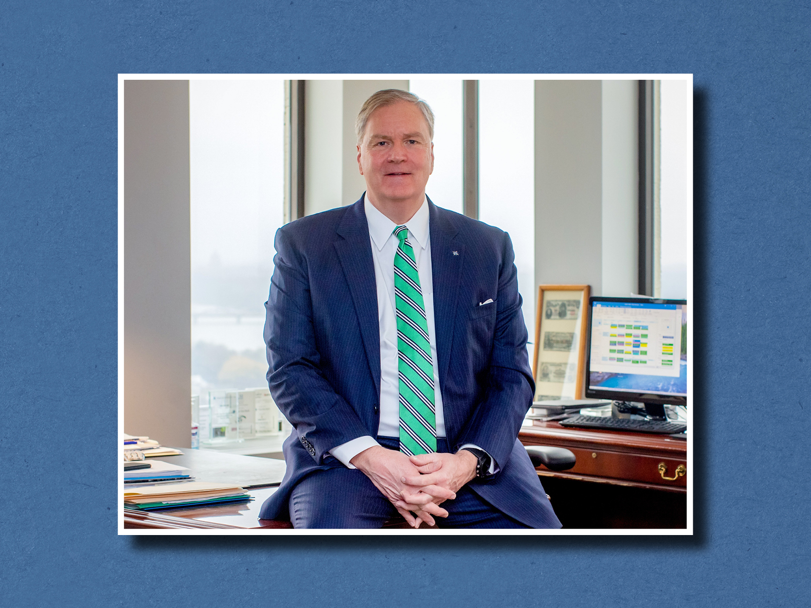 Photo of Five Star Bank, Martin Birmingham President and CEO in his office.