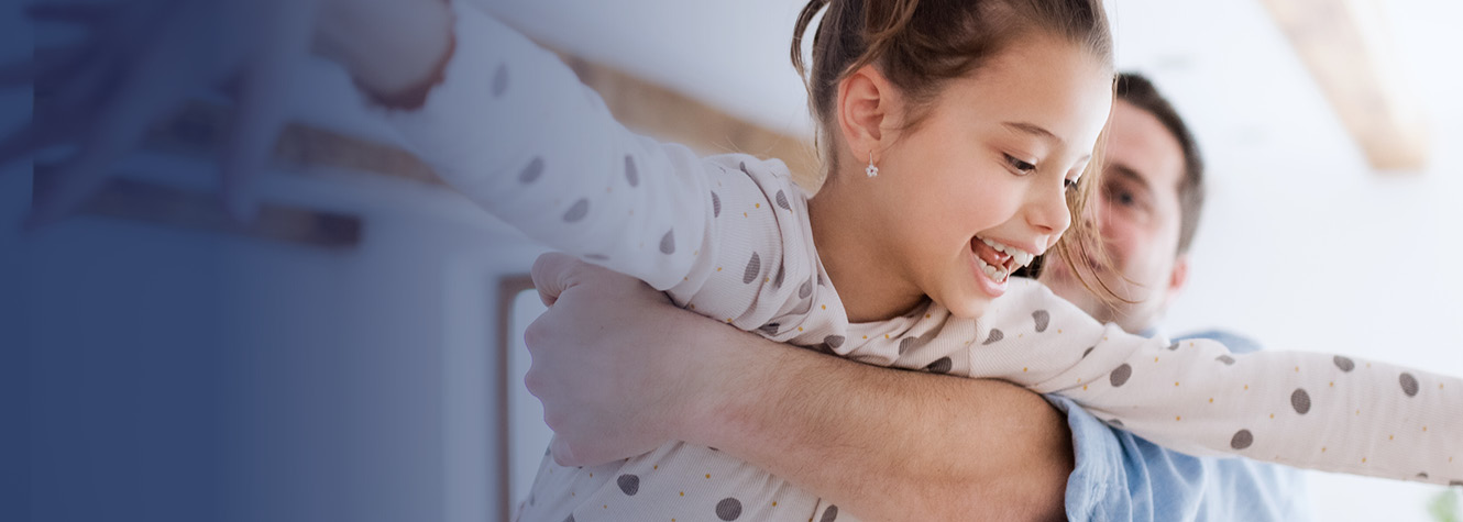 Father and daughter playing