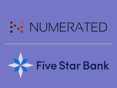 Numerated and Five Star Bank partnership logo lockup