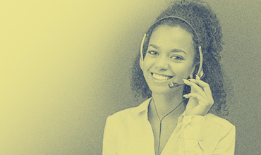 African American woman on headset