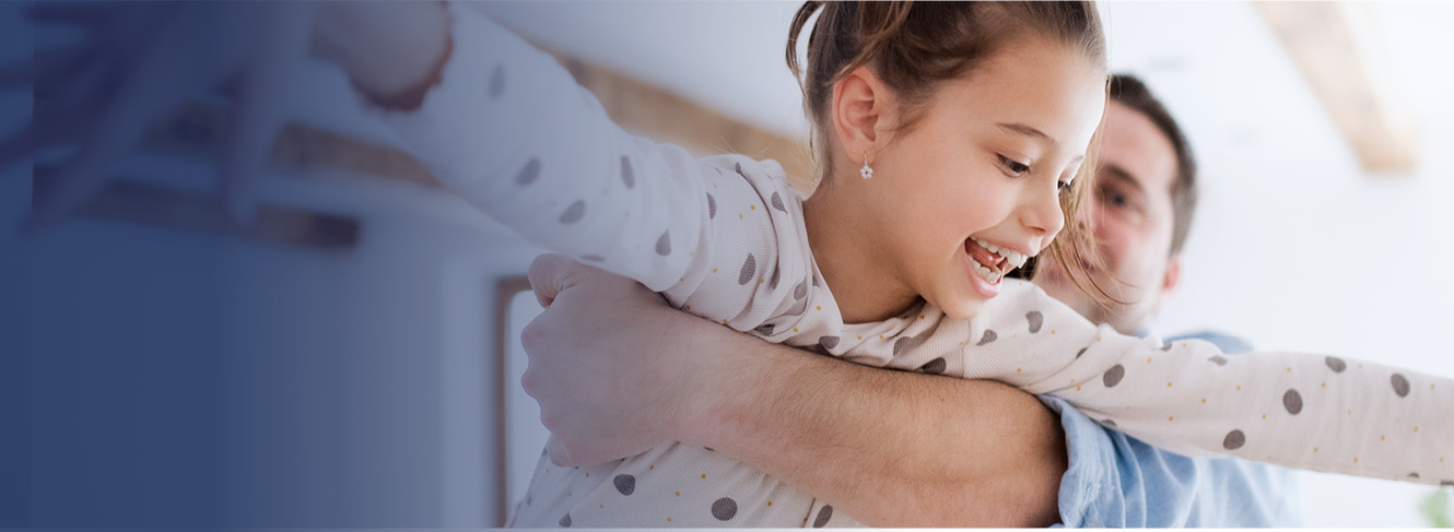 Father and daughter playing