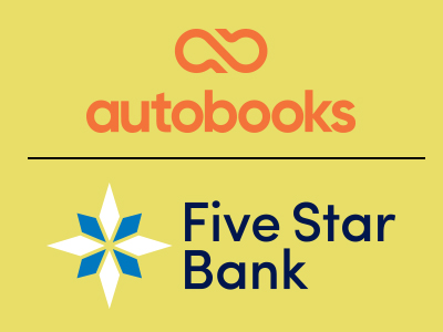 Autobooks and Five Star Bank partnership logo lockup