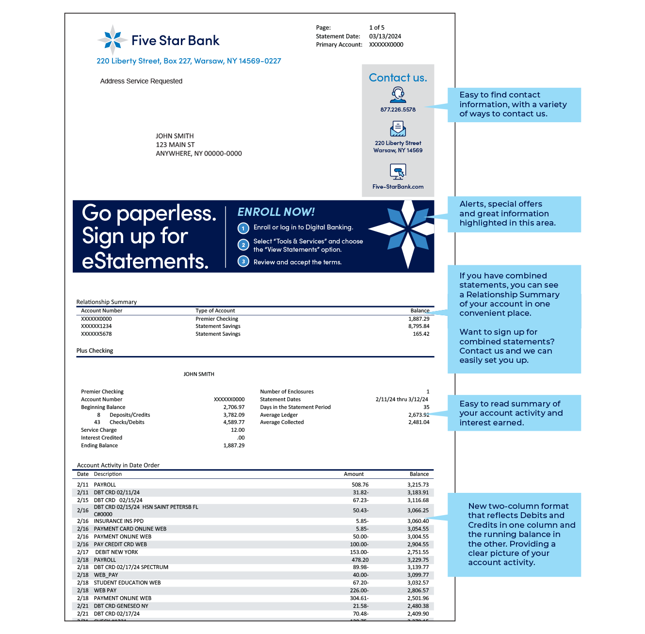 sample of new bank statement